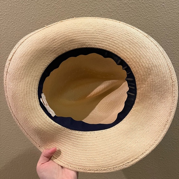 Tory Burch Cream Hat with Green and Black Band - Picture 2 of 6